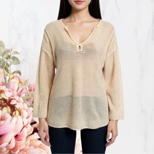 MAX MARA OPEN KNIT TAN SWEATER~ SZ M